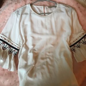 NWOT Boho Bell Sleeve LOFT Top White